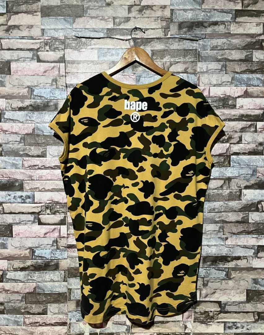AUTHENTIC BAPE CAMO SLEEVELESS SHIRT (Category: Tshirts & Polo Shirts ) located in Caloocan City. Submitted by wewearworn (Listing ID 1469613187, Image 2). Description: Large Best Fit 23 x 32 Excellent No Issues 9.5/10 Color Rate.