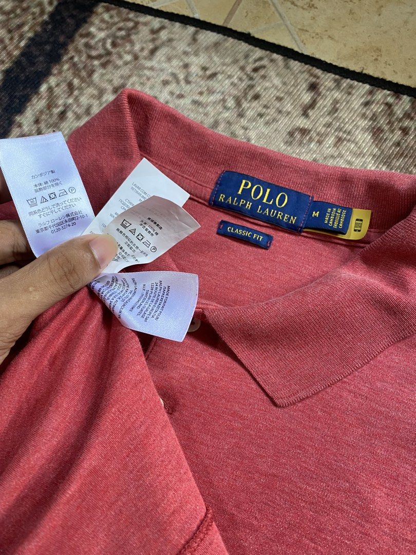 Authentic Polo Ralph Lauren Tri-Color Small Pony (Category: Tshirts & Polo Shirts ) located in Tabaco. Submitted by thriftyarchives (Listing ID 1469636366, Image 3). Description: Authentic+ Complete tags with Scannable QR Code Vgood Condition/Color rate: 9.9/10 size M on tag 22x27in. has pinholes sa likod (check pic).