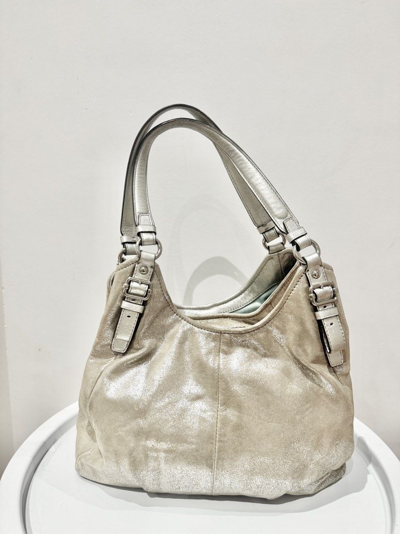 Authentic Vintage Coach Madison Tote Bag in Silver (Category: Shoulder Bags) located in Manila. Submitted by strawberrymelo (Listing ID 1469729576, Image 2). Description: for sure buyer only - all details posted - preloved, good condition - signs of usage .