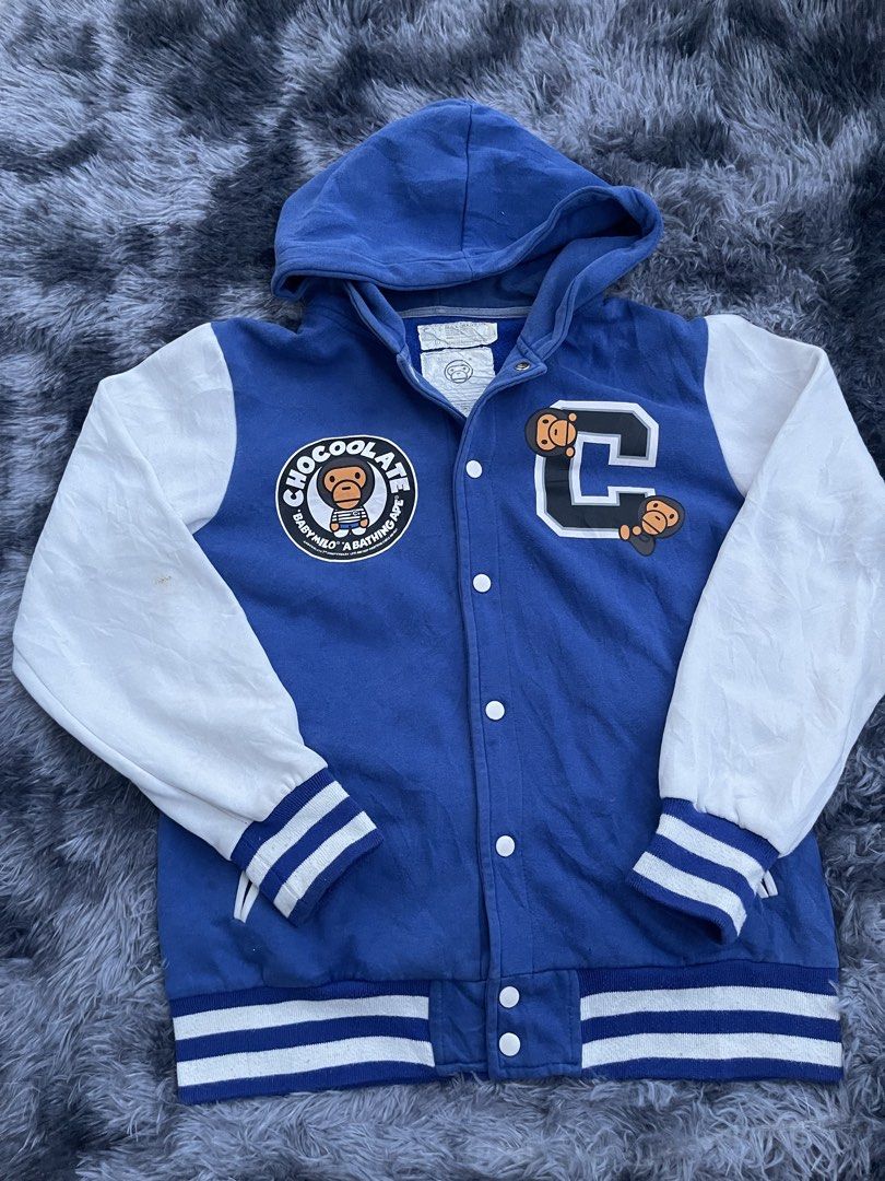 Baby milo x chocolate jacket (Category: Coats, Jackets and Outerwear) located in San Jacinto. Submitted by clothcartelph (Listing ID 1469666458, Image 1). Description: Baby milo x chocolate jacket Size: large Dimes: 21/27.5 Width: 21 Length: 27.5 Issue: 2 pinhole Condition: excellent Color rate: 9/10.