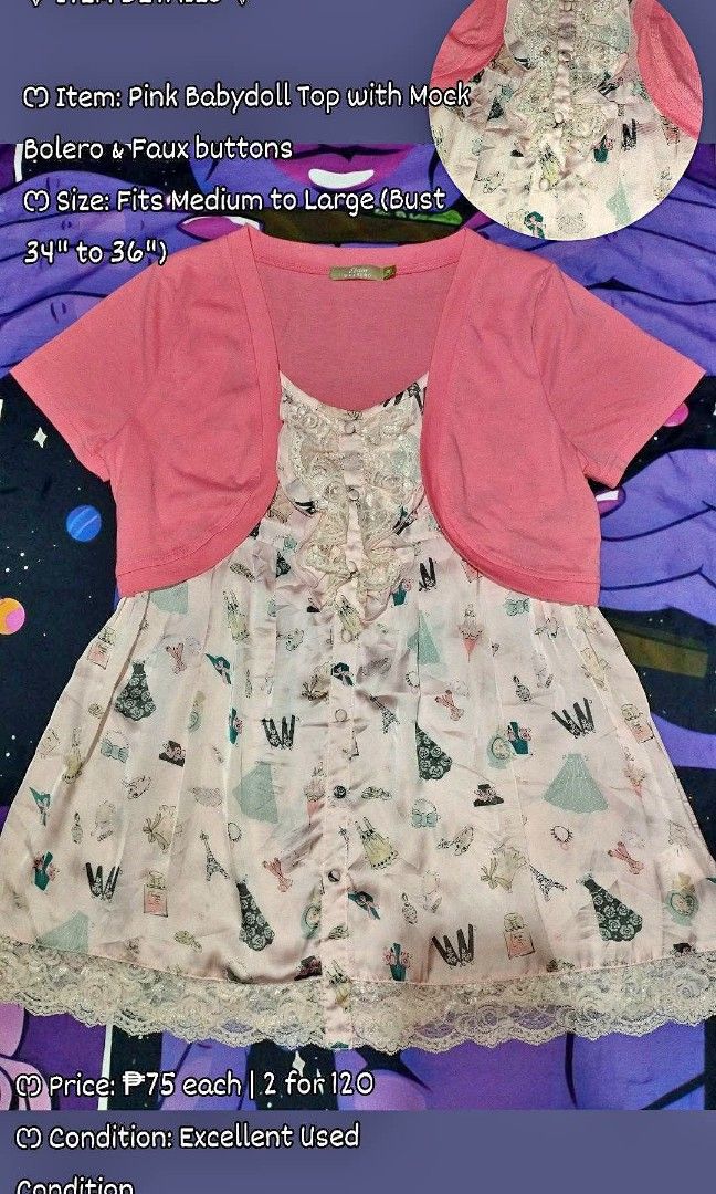 babydoll top (Category: Blouses) located in Solano. Submitted by ashamegumi (Listing ID 1469699703, Image 1). Description: ✧ Location: Solano, Nueva Vizcaya ✧ Courier: J&T Express (Shipping starts at ₱54) ✧ Payment: GCash.