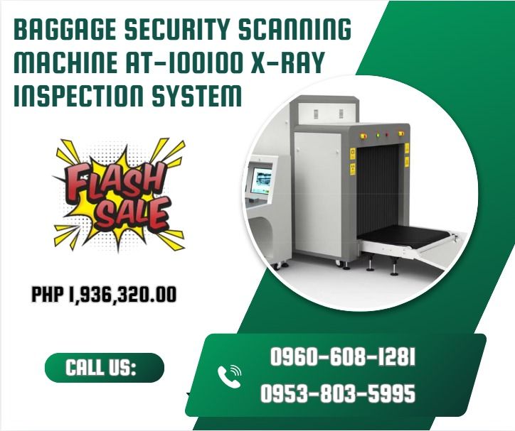 Baggage Security Scanning Machine at-100100 X-ray Inspection System (Category: Everything Else Others) located in Caloocan City. Submitted by 09945233960 (Listing ID 1469636525, Image 1). Description:  Tunnel Size: 1000（W）× 1000（H）mm  Conveyor Speed: 0.22 m/s  Conveyor Max Load: 200 kg  Single inspection dosage < 1.5µGy  Wire Resolution: 0.1mm metal line  Steel Penetration: 38MM armor plate  Film Safety: For ISO 1600  Maximum leakage radi
