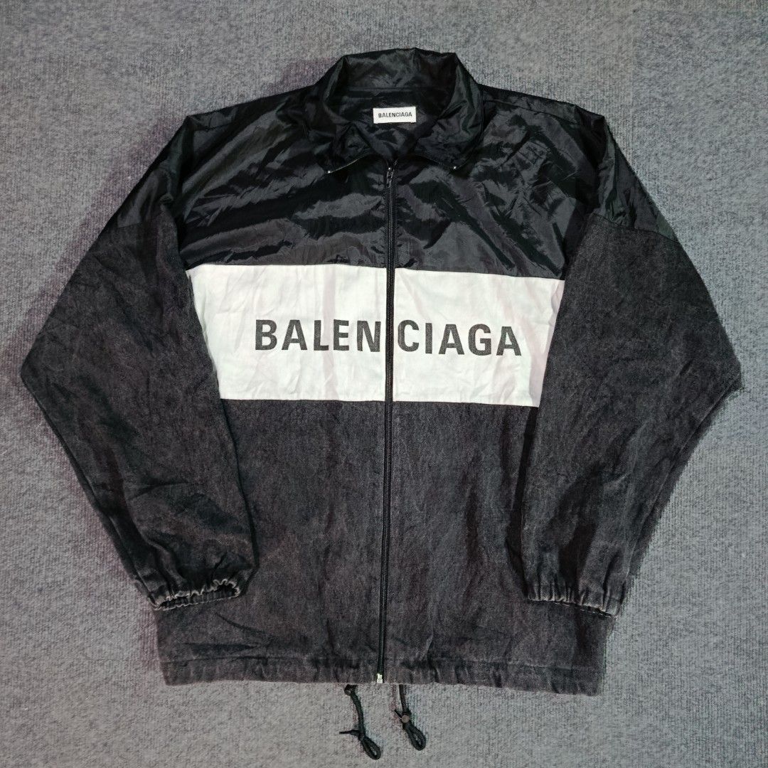Balenciaga script combination nylon and denim ❗ (Category: Coats, Jackets and Outerwear) located in Kiblawan. Submitted by joey012602 (Listing ID 1469589023, Image 1). Description: Balenciaga Big size 3XL - 27-32 dimension Very Excellent Condition Davao del sur location ship J&T.