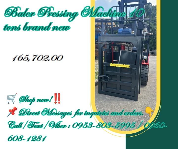 Baler Pressing Machine 10 tons brand new (Category: Everything Else Others) located in Caloocan City. Submitted by boldhawk_09f8ee (Listing ID 1469637934, Image 1). Description: ✅ Machine Type: Hydraulic Baler Machine ✅ Pressing Capacity: 10 Tons ✅ Cylinder Configuration: Single Cylinder ✅ Power Supply: Electric ✅ Motor Power: 7.5 kW ✅ Oil Cylinder Specification: 115 ✅ Oil Pump Model: 325 ✅ Overall Dimensions: 1,450 × 650 × 2,650 mm ✅ Packing Dim