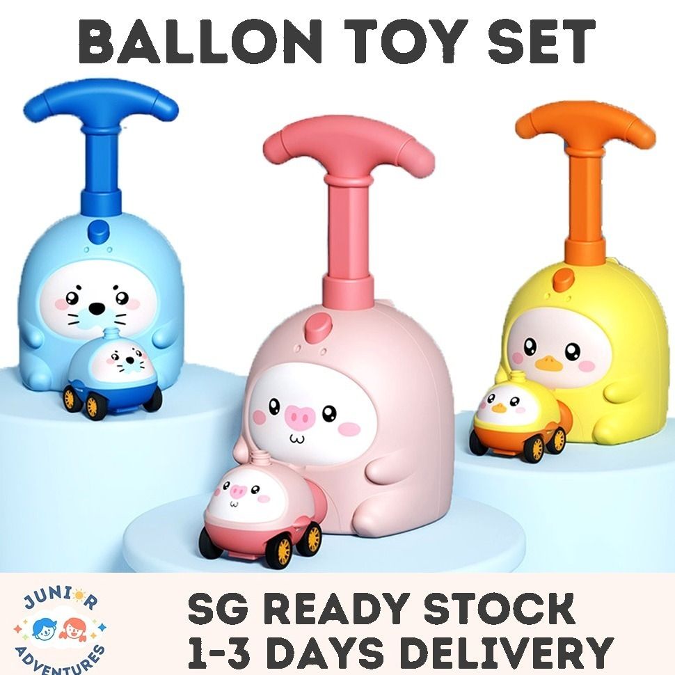 Balloon-Powered Toy Car Set - Pig, Seal or Duck, Pump & Astronaut Toy ...