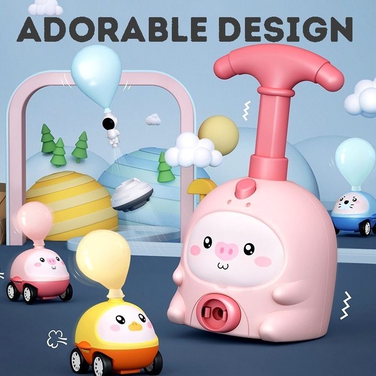 Balloon-Powered Toy Car Set - Pig, Seal or Duck, Pump & Astronaut Toy ...
