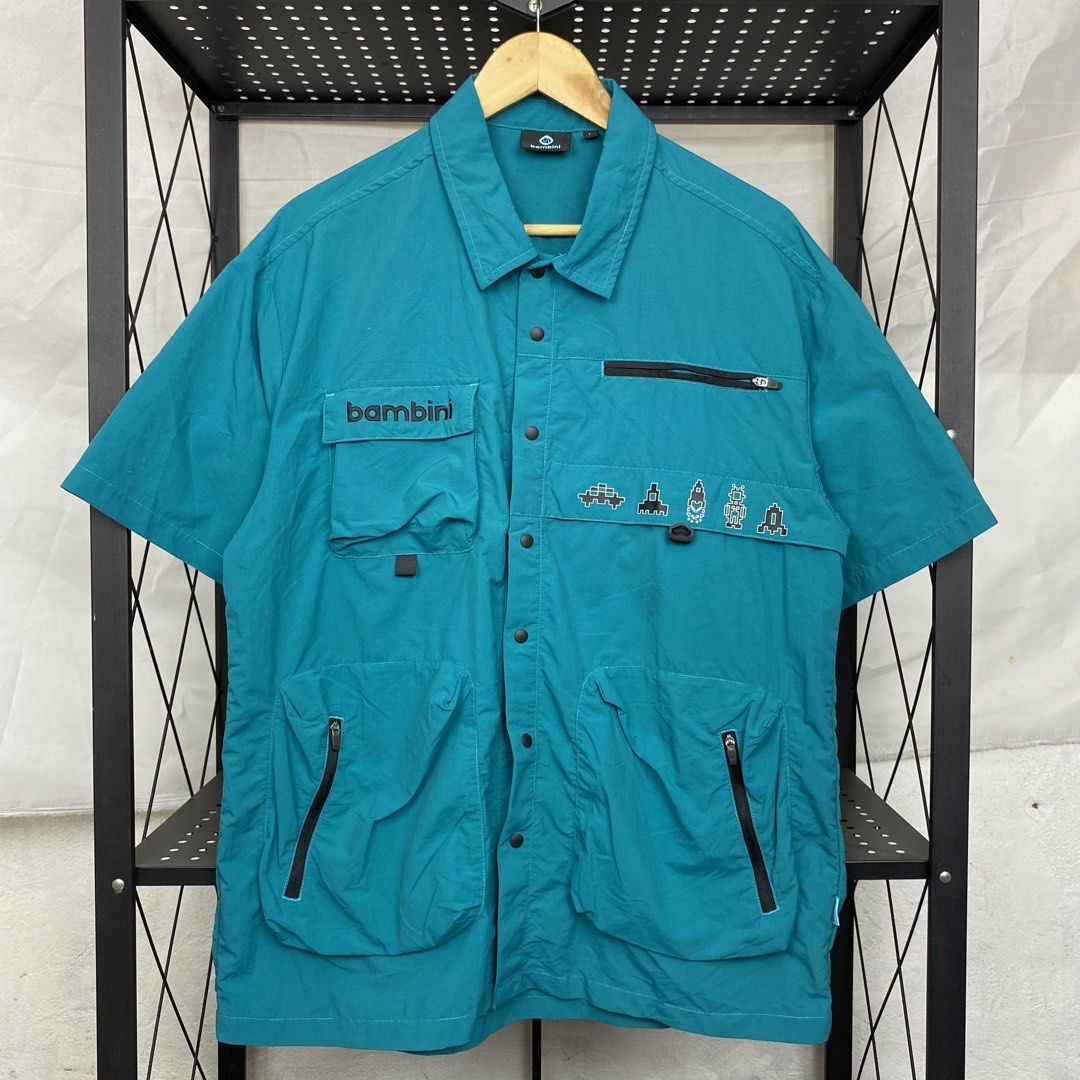 Bambini Tactical Camper Button-Down (Category: Tshirts & Polo Shirts ) located in Cebu City. Submitted by cebuvntgvibes (Listing ID 1469667942, Image 1). Description: 22W x 28L (L-XL) . Deadstock condition. Mulitple zipper pockets. Mini velcro chest pocket. Boxy fit. No issue. . Mine ₱950+sf.