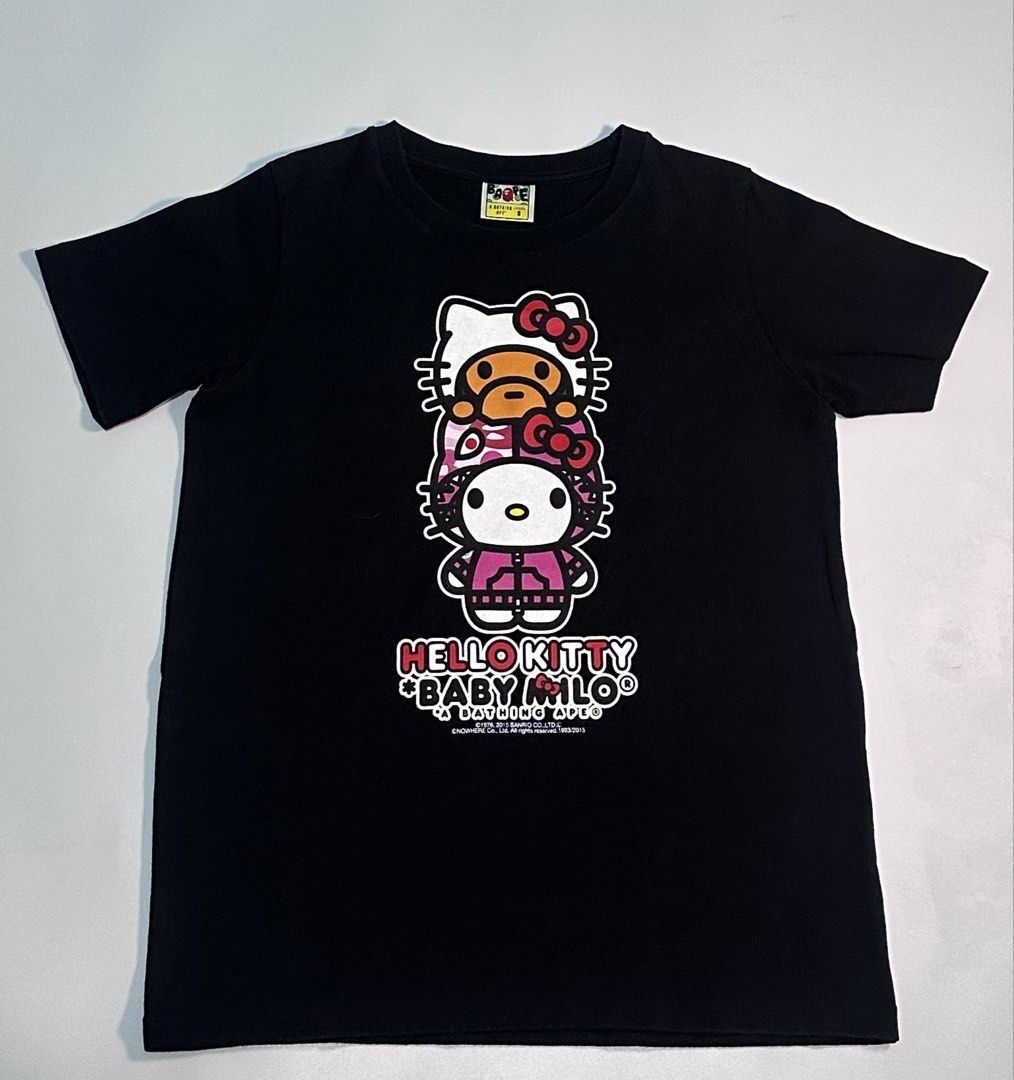 Bape Baby Milo X Sanrio Hello Kitty Tee (Category: Announcements) located in Cagayan de Oro. Submitted by _thriftcultureph (Listing ID 1469712426, Image 1). Description: Bape Baby Milo X Sanrio Hello Kitty Tee Guaranteed Authentic ( Money back If fake ) Size Small ladies Excellent Condition No flaws.