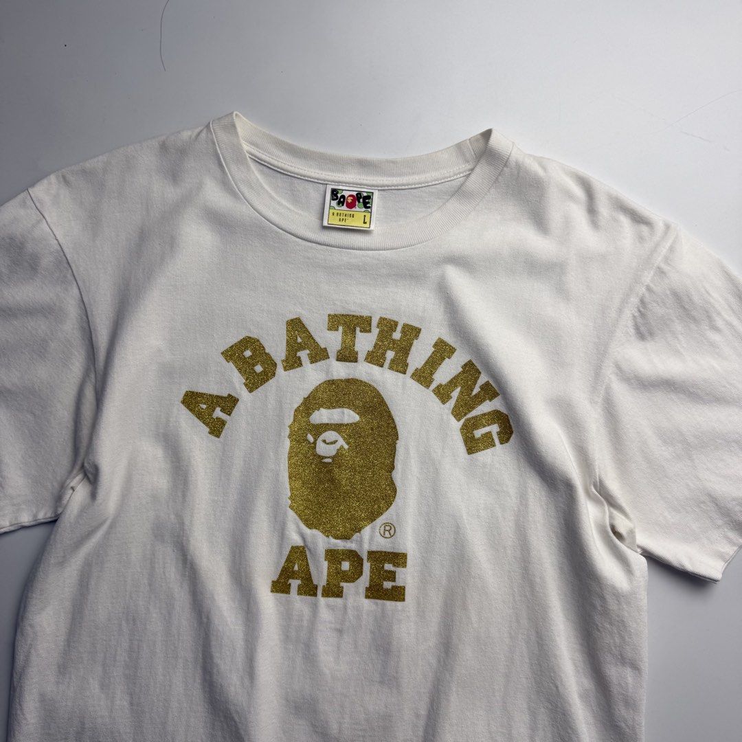 Bape Glitter College Tee (Category: Tshirts & Polo Shirts ) located in Quezon City. Submitted by beastmnl (Listing ID 1469633078, Image 2). Description: Dimension 21 width 27.5 length .