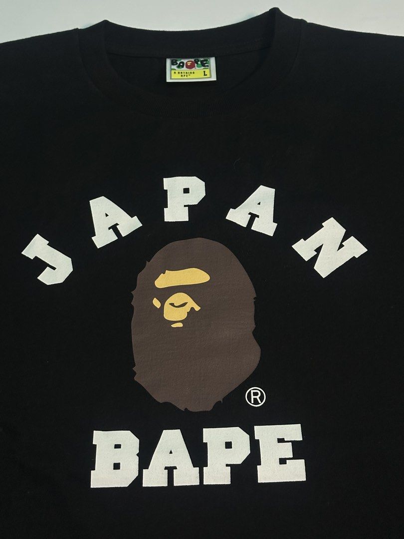 Bape Japan College Tee (Category: Announcements) located in Cagayan de Oro. Submitted by _thriftcultureph (Listing ID 1469708890, Image 2). Description: Bape Japan College Tee Guaranteed Authentic ( Money back if Fake ) Size Large Brand New Condition/ Ziplock No flaws.