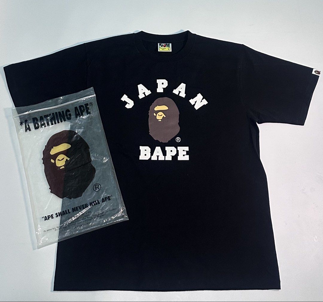 Bape Japan College Tee (Category: Announcements) located in Cagayan de Oro. Submitted by _thriftcultureph (Listing ID 1469708890, Image 1). Description: Bape Japan College Tee Guaranteed Authentic ( Money back if Fake ) Size Large Brand New Condition/ Ziplock No flaws.