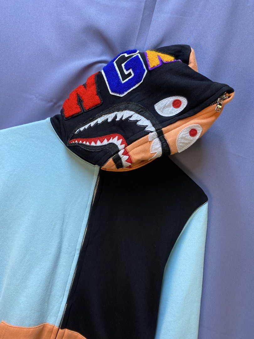 BAPE SHARK MULTI COLOR FULL ZIP (Category: Coats, Jackets and Outerwear) located in Makati City. Submitted by drip.poww (Listing ID 1469730130, Image 2). Description: - Bape - Size: Meduim - Dimes: 20x26 - complete tags - Excellent condition - Need wash, fresh from bale - Material: 100% Cotton Please don’t expect too much—these are thrifted (ukay) items. 😊 !!STILL NEGOTIABLE!!.