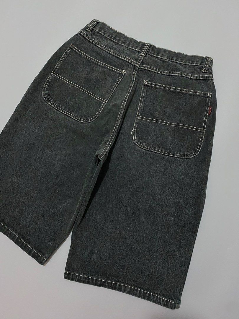 Basic Quality Gear Black Denim Jorts Size 34 (Category: Shorts) located in Manila. Submitted by urboycee (Listing ID 1469710832, Image 3). Description: - Brand: Basic Quality Gear - Size: 34 - Material: 100% heavyweight cotton - Color/Wash: Dark wash black with contrast white stitching - Style: Classic baggy skate fit, straight leg, hits below the knee - Features: Extra utility pocket on the right leg, vintage look.