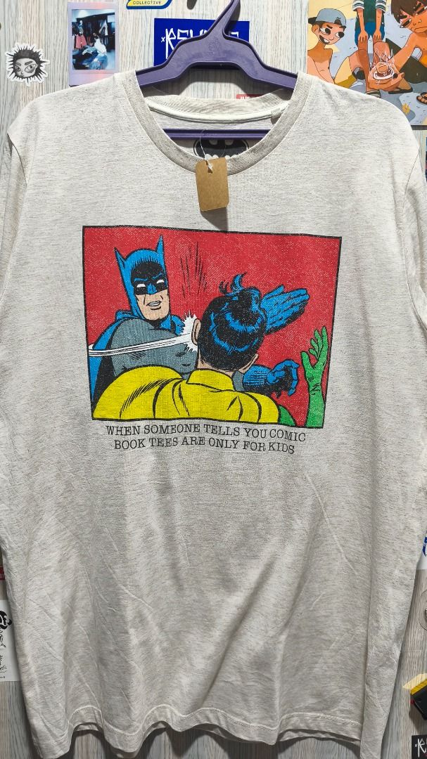 Batman Comic Slapping Robin Meme T-Shirt (Category: Tshirts & Polo Shirts ) located in Davao. Submitted by thethriftproject082 (Listing ID 1469748862, Image 2). Description: Batman & Robin 📍𝐌𝐈𝐍𝐄: 400 📍𝐒𝐈𝐙𝐄 𝐎𝐍 𝐓𝐀𝐆: L 📍𝐃𝐈𝐌𝐄𝐒: 22 x 27.