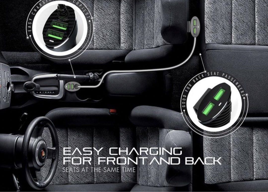Bavin quick USB car charger 1 meter extension for backseat (Category: Audio, Video, Alarm and other Electronic Accessories) located in Cainta. Submitted by j.c.v_68 (Listing ID 1469642991, Image 3). Description: Length: 1 meter 25.5 W 4 USB 5.1 A *shipping fee shouldered by the buyer via lalamove, grab, j&t,etc. *payment via GCASH or bank transfer only Thank you! :).