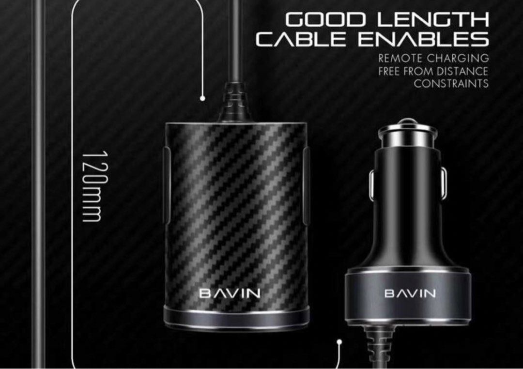 Bavin quick USB car charger 1 meter extension for backseat (Category: Audio, Video, Alarm and other Electronic Accessories) located in Cainta. Submitted by j.c.v_68 (Listing ID 1469642991, Image 2). Description: Length: 1 meter 25.5 W 4 USB 5.1 A *shipping fee shouldered by the buyer via lalamove, grab, j&t,etc. *payment via GCASH or bank transfer only Thank you! :).