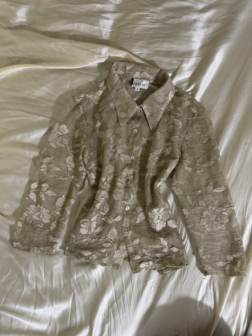 BEBE Vintage Sheer Lace Button-Down Shirt (Category: Blouses) located in Legazpi City. Submitted by bouxloset (Listing ID 1469712204, Image 3). Description: dm me.
