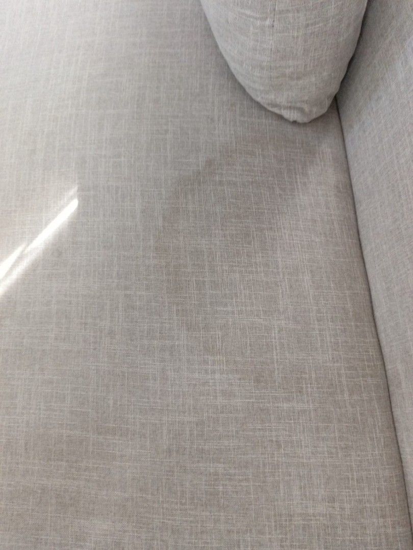 Beige L-shaped Fabric Sofa with Pillows (Category: Sofas) located in Santa Rosa. Submitted by iespanol0530573 (Listing ID 1469617797, Image 3). Description: 💰 Original price: ₱25,000 💵 Selling price: ₱18,000 negotiable 📍 Location: Santa Rosa, Laguna 📅 1 year old ✨ Condition: Good / well-maintained Still very sturdy and comfortable Foam is still firm — no sinking or sagging No tears or major damage Clean overall and perfect for a family home N
