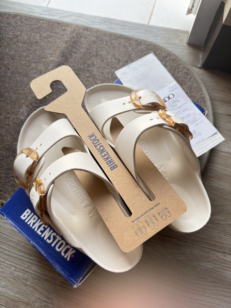 BIRKENSTOCK BIG BUCKLE EVA EGGSHELL (Category: Community) located in Paranaque City. Submitted by kristin_llena (Listing ID 1469578945, Image 1). Description: 💯 original. Preloved. A little scratch on the side. color: eggshell size: 36 ✅store bought ✅ and box ✅ receipt ₱3,300.