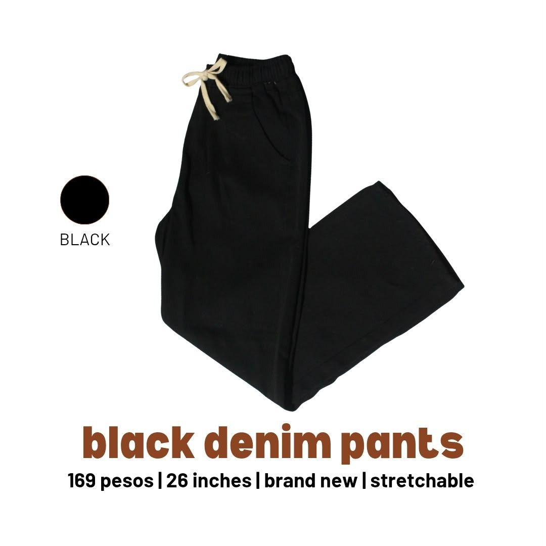 Black Garterized Denim Pants with Tie (Category: Jeans) located in Bulacan. Submitted by daniel_d49774 (Listing ID 1469708187, Image 2). Description: ✿ M ~ ♡ Ready to wear. ♡ Colors may vary due to lighting. ♡ Flaws will be stated. ♡ No cancellation of order and no rushing. ✿ HAPPY SHOPPING! ✿ - visit my profile for more cheap items :).
