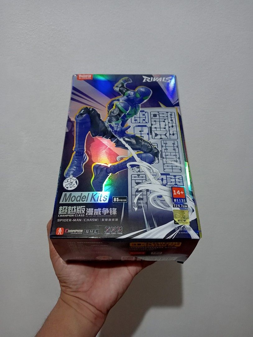 Blokees Marvel Rivals Champion Class Spider-Man Chasm (Category: Gundam & Model Kits) located in Muntinlupa City. Submitted by mcnigel84 (Listing ID 1469674121, Image 1). Description: - Brand: Blokees Marvel Rivals - Character: Spider-Man Chasm (Item #81131) - Condition: Brand new, unopened with all runners intact - Piece Count: 85 parts - Finished Height: Approx. 14.7 cm - Packaging: Special holographic finish box with detailed artwork.