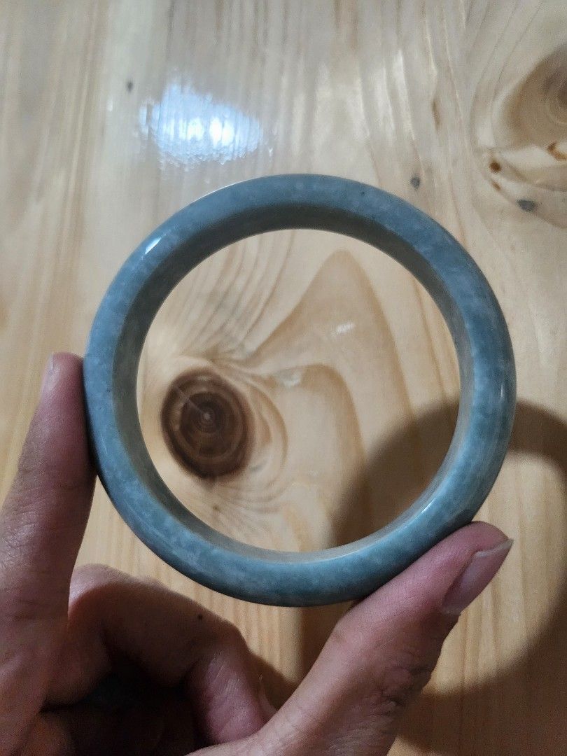 Blue Burmese Jadeite Bangle 58.6mm (Category: Bracelets) located in Baguio. Submitted by lausgem2026 (Listing ID 1469637817, Image 3). Description: -Blue Burmese Jadeite Bangle -Grade A (natural and untreated). -58.6mm diameter size. 12.4mm thickness. -Note: Is opaque (very little to no light passing through). -Comes with free box but no certificate. -Location: Baguio City.