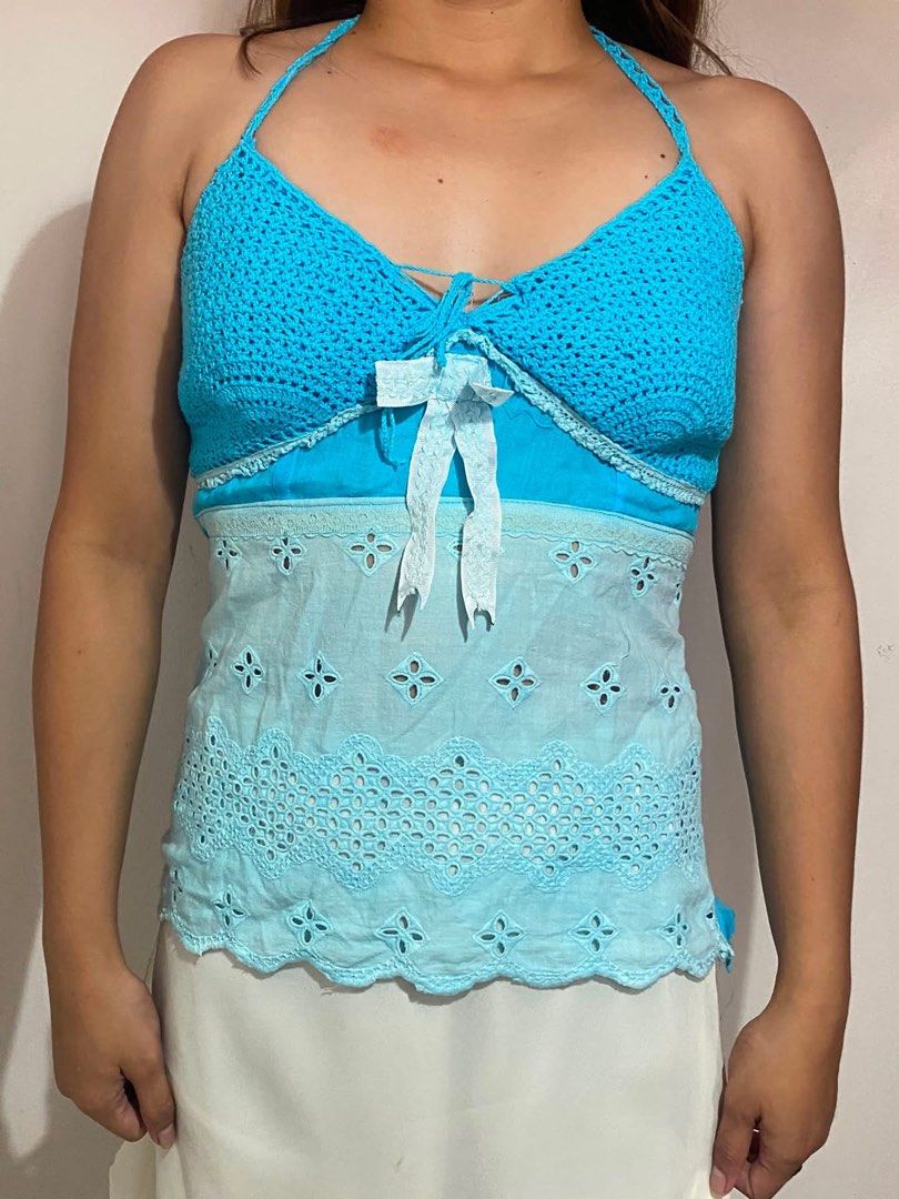 Blue Crochet Top (Category: Sleeveless) located in Santa Rosa. Submitted by wear.meda (Listing ID 1469720867, Image 1). Description: waist:28-30in For inquiries, message us here or in our ig acc: wear.meda 💌 #vintage #vintageph #vintagetops #floral #floralvintage #flowerpastel #pastelskirt #pastelyellow #pastel #philippines #escada #y2k #y2kskirts #y2kph #y2kvintage #y2kstyle #y2koutfit #y2kvintage #vintagetop #y2ktop #vintageskirts .