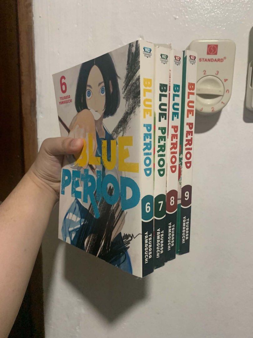 Blue Period Manga Set (Vol. 1-10) (Category: Comics & Manga) located in Manila. Submitted by waki04 (Listing ID 1469716404, Image 2). Description: - Title: Blue Period (Volumes 1 to 10) - Publisher/Language: Kodansha Comics / English - Condition: Noticeable yellowing and foxing on top and side edges due to age and storage; covers are intact with normal shelf wear Meetups: Dasma, Imus, and Bacoor If shipped: will be shouldered by the buyer MOP: Ca