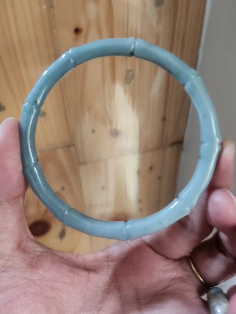 Bluewater Guatemala Jadeite Bamboo Bangle 59.7mm (Category: Bracelets) located in Baguio. Submitted by lausgem2026 (Listing ID 1469639054, Image 2). Description: -Bluewater Guatemala Jadeite Bangle. Bamboo carving and donut shape. -Grade A (natural and untreated). -59.7mm diameter size. 7.6mm thickness. -Comes with free box but no certificate. -Location: Baguio City.