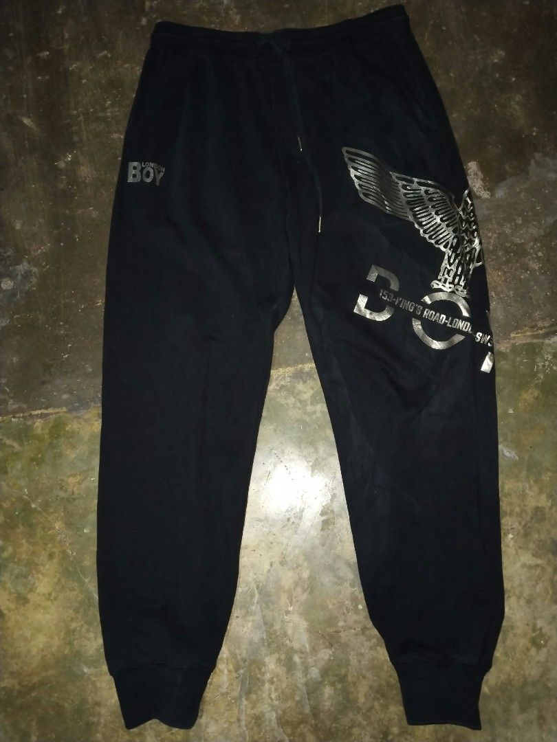 Boy London Black Jogger (Category: Activewear) located in Cavite. Submitted by adynnej.various.items (Listing ID 1469681056, Image 1). Description: featuring a metallic silver eagle logo and branding. Color Rate: 9/10.