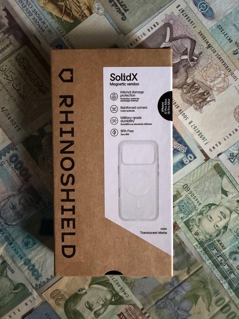 BRAND NEW RHINOSHIELD SOLIDX IPHONE 18 PRO MAX MAGSAFE CASE (Category: Cases & Sleeves) located in Manila. Submitted by aelexispaolo (Listing ID 1469648177, Image 1). Description: ₱2300 PESOS‼️ RHINOSHIELD SOLIDX MAGSAFE CASE * ORIGINAL * MAGSAFE * BRANDNEW * TRANSLUCENT * PROTECTIVE * LIGHTWEIGHT * VALUE FOR MONEY * STRONG MAGNETS * DROP PROTECTION * MINIMALIST DESIGN * MILITARY GRADE DURABILITY * INTERNAL DAMAGE PROTECTION * CAMERA BUTTON COVER