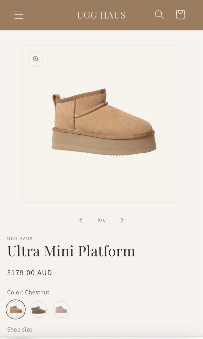 BRAND NEW WITH BOX UGG Ultra Mini Platform Size 8 (Category: Shoe inserts) located in Manila. Submitted by boughtinternational (Listing ID 1469672461, Image 1). Description: BRAND NEW BOX CONDITION 10/10 Ultra Mini Platform (Cow Suede) DK106 Chestnut 8 UK 6/ EU 39 / USA 8 CM: 24.8 A modern icon with a bold, elevated twist. The Ultra Mini Platform is crafted from premium cow suede and lined with ultra‑soft fleece for warmth that feels indulgent fr