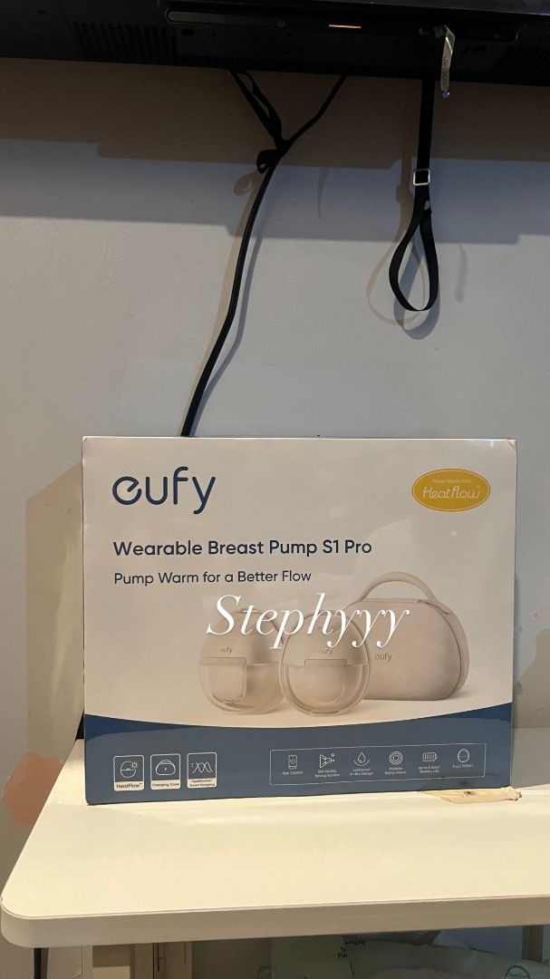 BRANDNEW SEALED Eufy S1 Pro (Category: Breastfeeding & Bottle Feeding) located in Valenzuela. Submitted by steph.yyy.yuuu (Listing ID 1469616936, Image 2). Description: - Brand: Eufy Wearable Breast Pump S1 Pro - Condition: Completely brand new, unopened, and factory-sealed - Key Feature: HeatFlow technology warms while pumping for better milk flow - Availability: Multiple units in stock BRANDNEW PO ITO AND SEALED ₱9,000 LOCATION: Valenzuela.