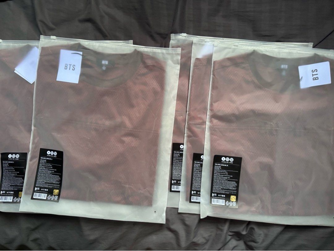 BTS ARIRANG BUSAN JERSEYS (Category: K-Wave Merchandise) located in Mandaluyong City. Submitted by namjikooksells (Listing ID 1469593149, Image 1). Description: 3 Medium, 2 Large avail. All brand new mop: gcash bpi gotyme maya maribank.