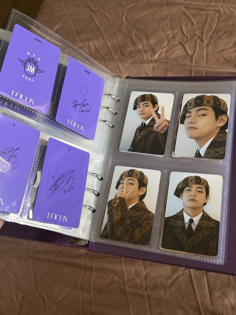 BTS D'ICON Photocard 101 Custom Book (Category: K-Wave Merchandise) located in San Juan City. Submitted by fongypoo (Listing ID 1469637552, Image 3). Description: - Official BTS D'ICON Photocard 101 Custom Book by Dispatch - Purple multi-ring binder perfect for organizing and storing photocards - Includes member photocards, featuring all members with signatures on the back - Comes with a group photo insert on the first page - 100% authentic offic