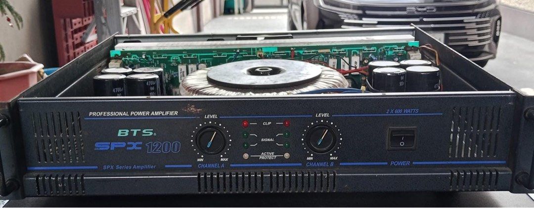 BTS SPX 1200 Professional Power Amplifier (Category: Soundbars, Speakers & Amplifiers) located in Manila. Submitted by your.titajorey (Listing ID 1469698379, Image 1). Description: Technical Specifications The core technical performance data for the BTS SPX-1200 Power Amplifier includes the following parameters: • Power Output: 600W + 600W RMS • Impedance: 8 Ohms • Frequency Response: 10Hz – 40kHz • Total Harmonic Distortion (THD): Less than 0.1%