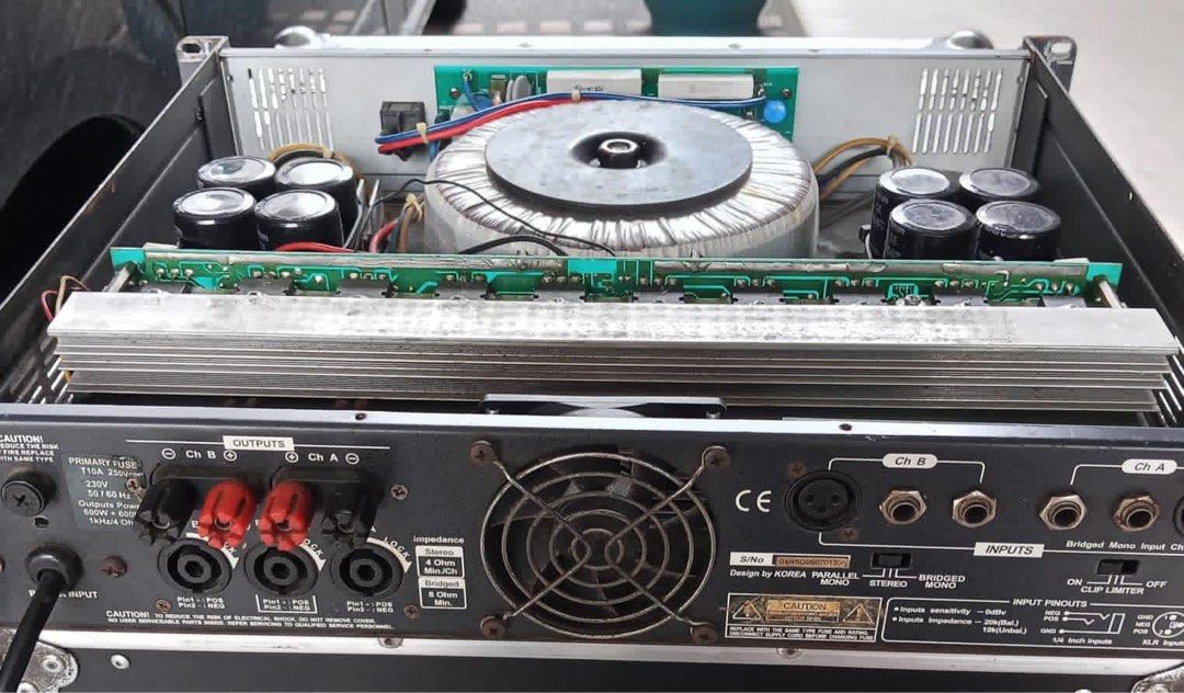 BTS SPX 1200 Professional Power Amplifier (Category: Soundbars, Speakers & Amplifiers) located in Manila. Submitted by your.titajorey (Listing ID 1469698379, Image 2). Description: Technical Specifications The core technical performance data for the BTS SPX-1200 Power Amplifier includes the following parameters: • Power Output: 600W + 600W RMS • Impedance: 8 Ohms • Frequency Response: 10Hz – 40kHz • Total Harmonic Distortion (THD): Less than 0.1%