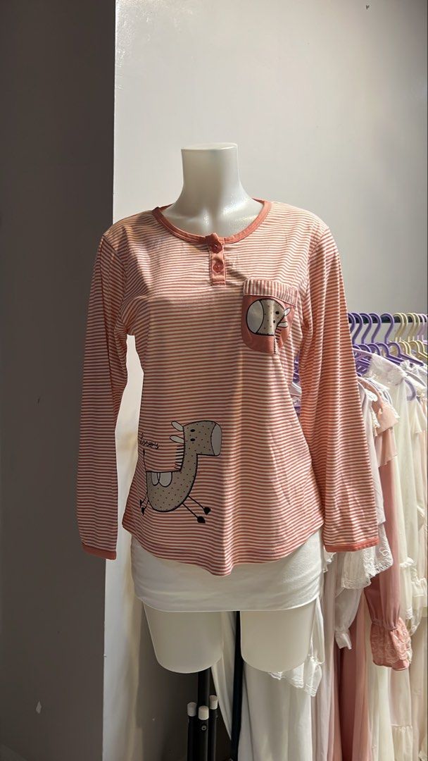 BUNDLE Cute Pink Striped Pyjamas Set With Animal Print (Category: Sets or Coordinates) located in Lingayen. Submitted by lelaserene (Listing ID 1469712670, Image 2). Description: BUNDLE of 3 🫧💜 these are a thrifted/pre-loved clothes, so please manage your expectations, minor flaws or stain may still be present. thank you 🫧🫧 size : first photo ; s-l the rest s-m location: pangasinan — mop: gcash/maribank — mod: direct j&t (shipping fee shoulde