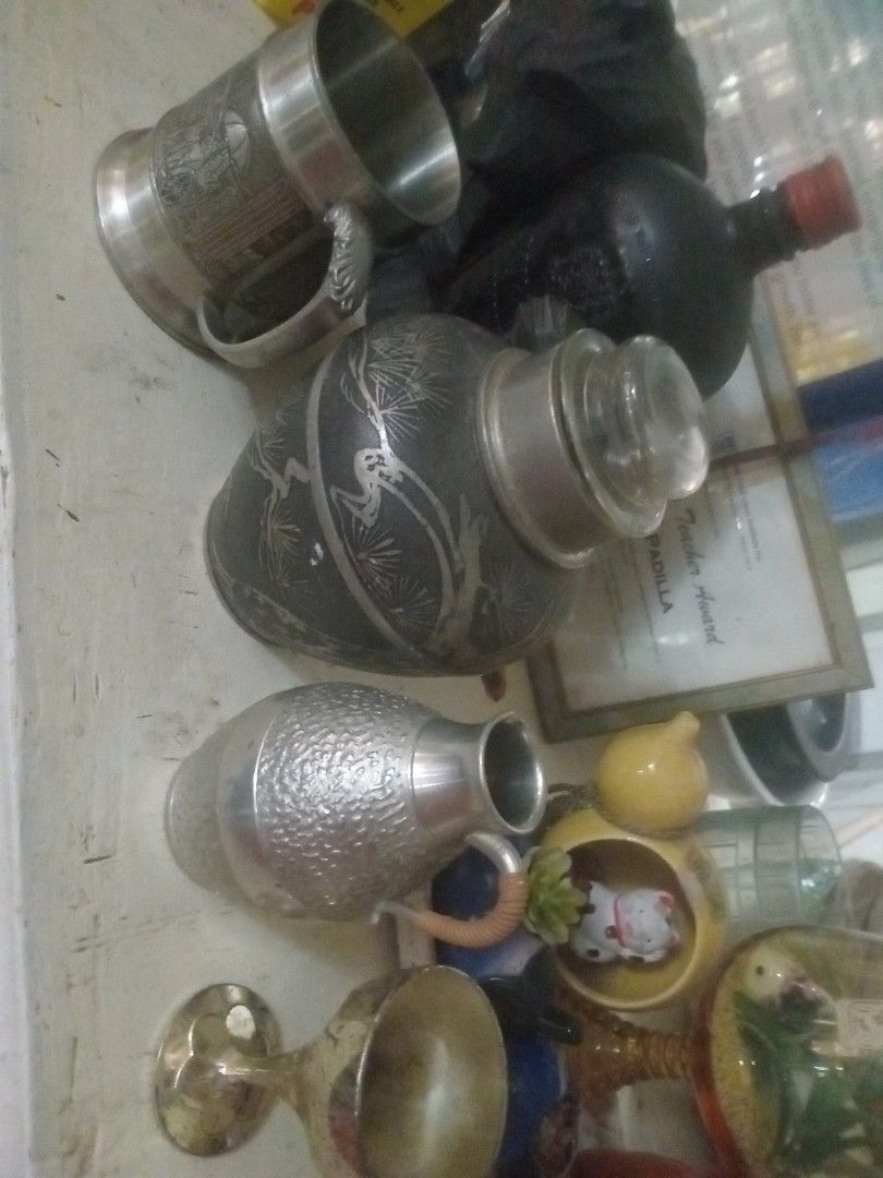 Bundle Vintage pewter collection for your needs (Category: Other Kitchenware & Tableware) located in Manila. Submitted by padillahe35291 (Listing ID 1469598358, Image 3). Description: 7x6 dia.tea cuddy mug with embossed design and teapot with cup.