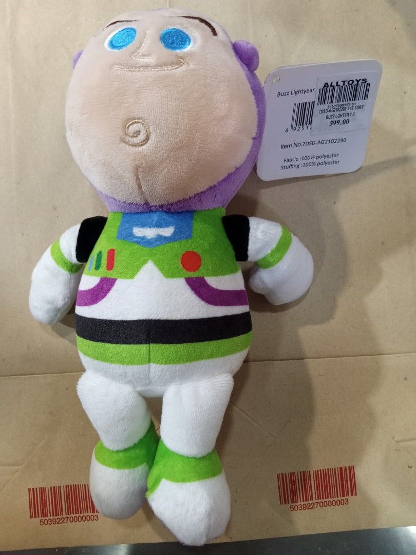 Buzz Lightyear Plush Toy (Category: Plushies & Soft Toys) located in Manila. Submitted by happyhawk.fb94fe (Listing ID 1469691351, Image 1). Description: - Authentic ALLTOYS Buzz Lightyear soft toy - Features iconic white, green, and purple spacesuit design with embroidered facial details - Original store tag still attached - Made with ultra-soft polyester fabric and filling - Pristine, clean condition with zero stains or damage - Perfect collect