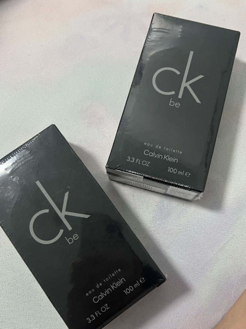 Calvin Klein CK Be Eau de Toilette 100ml (Category: Fragrance & Deodorants) located in Caloocan City. Submitted by clairyyyyy (Listing ID 1469646554, Image 1). Description: - Brand: Calvin Klein CK Be Eau de Toilette - Size: 100ml / 3.3 fl. oz. per bottle - Condition: Brand new, unopened, wrapped in original clear plastic packaging - Packaging: Clean black box with iconic silver lettering - Scent Profile: Fresh, clean fragrance perfect for everyd