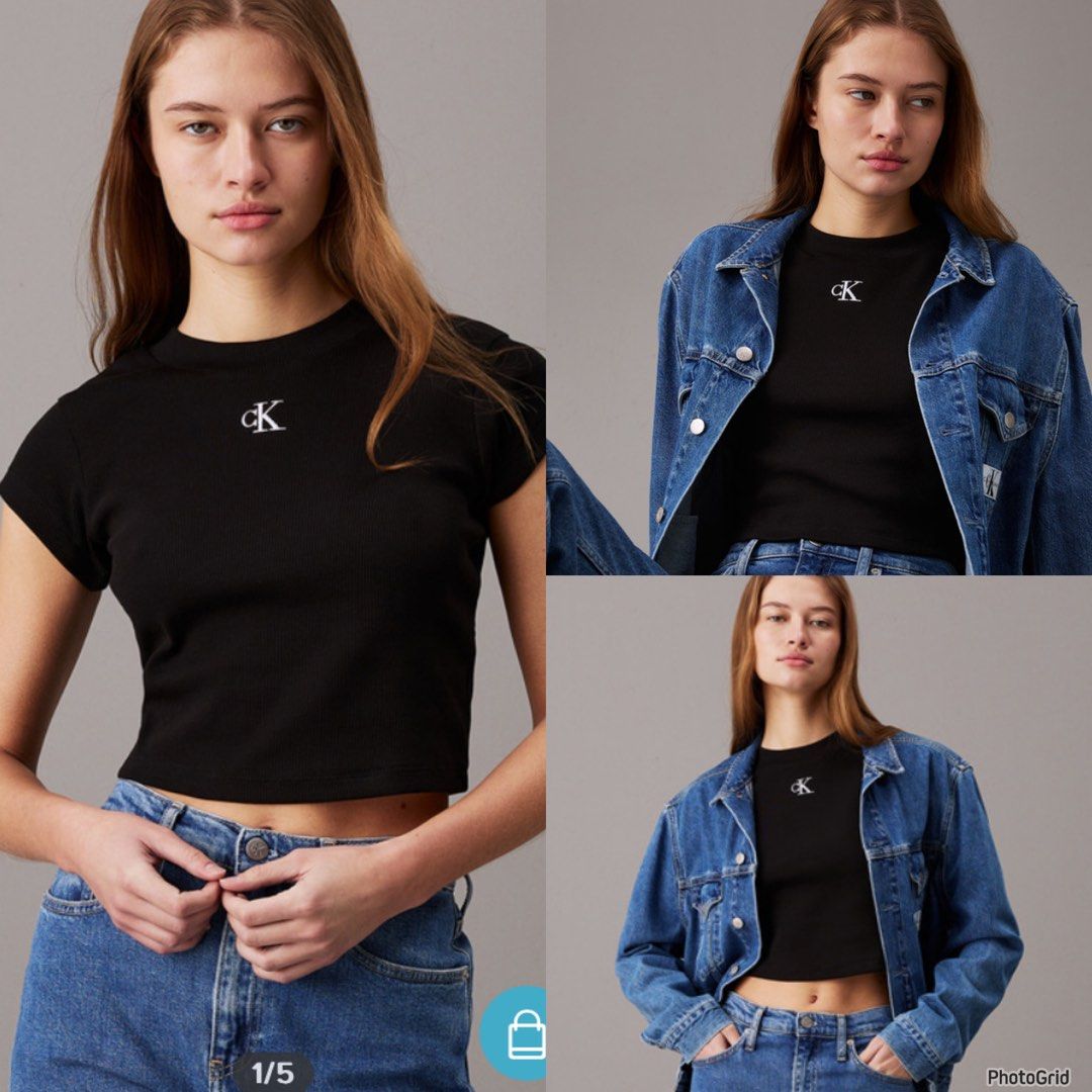 Calvin Klein cropped ribbed shirt (Category: Shirts) located in Koronadal. Submitted by gstyledforless (Listing ID 1469718471, Image 2). Description: Still has tags but removed Worn once only Large on tag, Fits medium best.