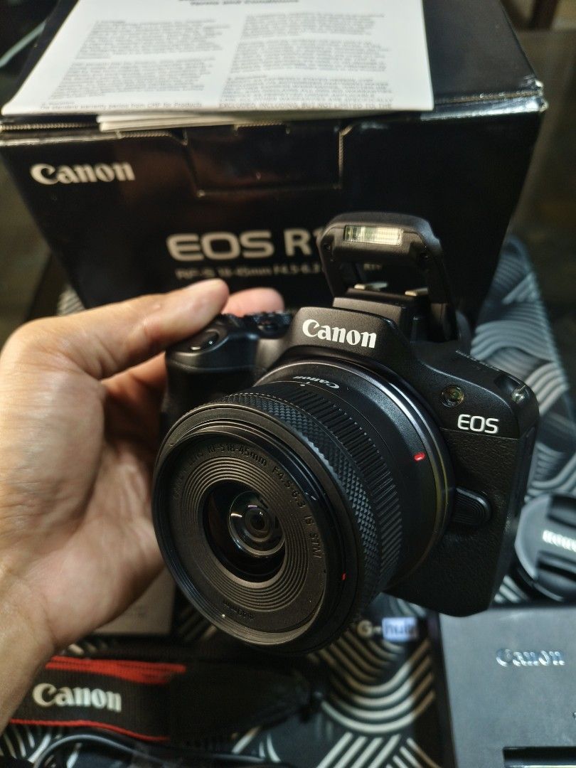 Canon R100 with Kitlens Fresh unit (Category: Cameras) located in Las Pinas. Submitted by laluxury (Listing ID 1469622828, Image 1). Description: PTPA THANKYOU ❣️ FOR SALE‼️ Canon R100 with kitlens 18-45mm Lightweight, mirrorless camera designed for vlogging, travel and everyday photography! No issue, makinis, good as new! Super good condition and performance! All good working! Clean body, clean sensor and clean lens! 22.8k fix and firm What you 