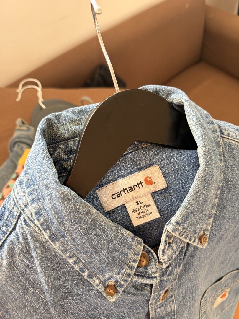 carhartt denim (Category: Coats, Jackets and Outerwear) located in Cavite. Submitted by dalowf (Listing ID 1469651630, Image 3). Description: 21 width 23 length minimal stain altered width and length kaya na-cut yung washtags.