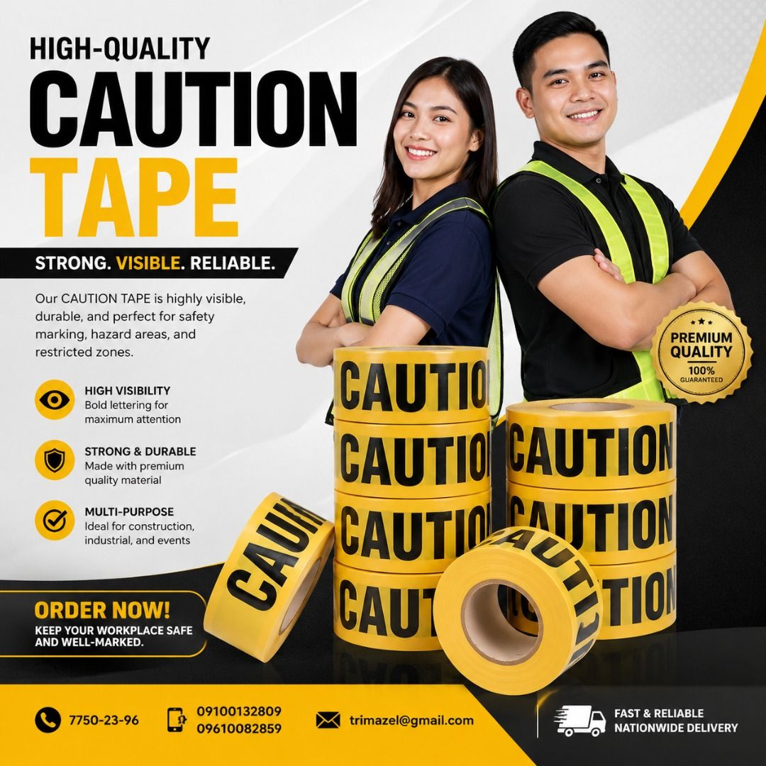 CAUTIION TAPE (Category: Looking For) located in Caloocan City. Submitted by bodega_sales27 (Listing ID 1469588230, Image 1). Description: ⚠️ CAUTION TAPE — MARK THE AREA, PROMOTE SAFETY! Improve workplace safety and clearly mark restricted areas with our Caution Tape. Ideal for construction sites, road works, warehouses, factories, maintenance areas, and emergency zones. ✅ Highly visible warning design ✅ Helps mark restricted and hazardous areas