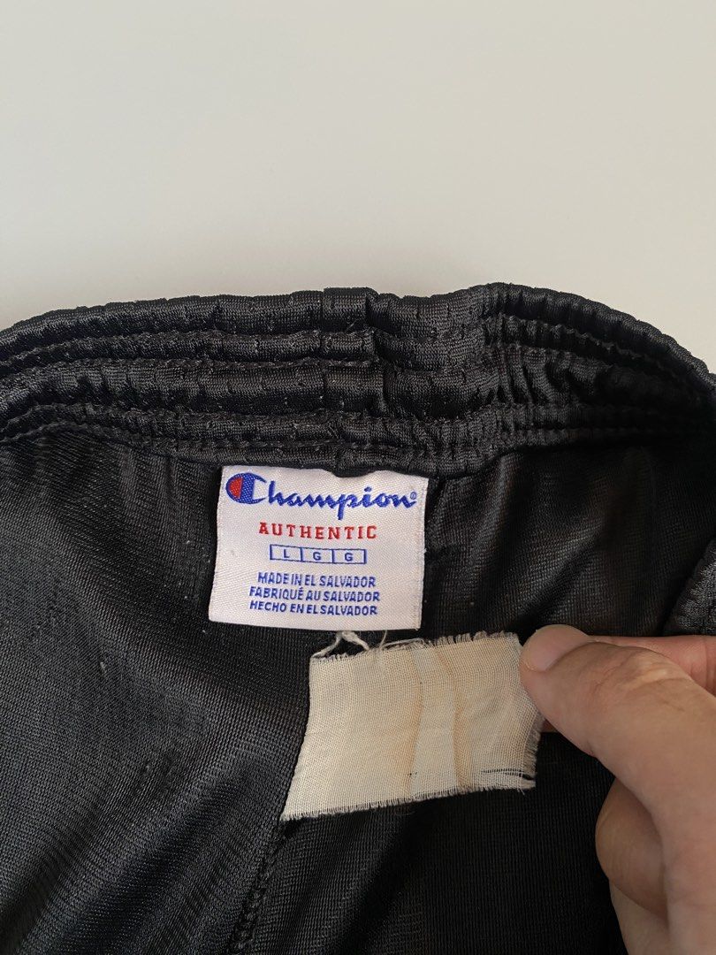 Champion Authentic Black Mesh Shorts Size L (Category: Shorts) located in Cavite. Submitted by awuuu27 (Listing ID 1469575219, Image 2). Description: CH@MPI0N Jersey Shorts 💎 DIMES: Width-freewaist/Length-20/Leg Opening-13/Thigh-14 CONDITION: 9/10 COLOR RATE: 9/10 ISSUE: lacestreetwear.