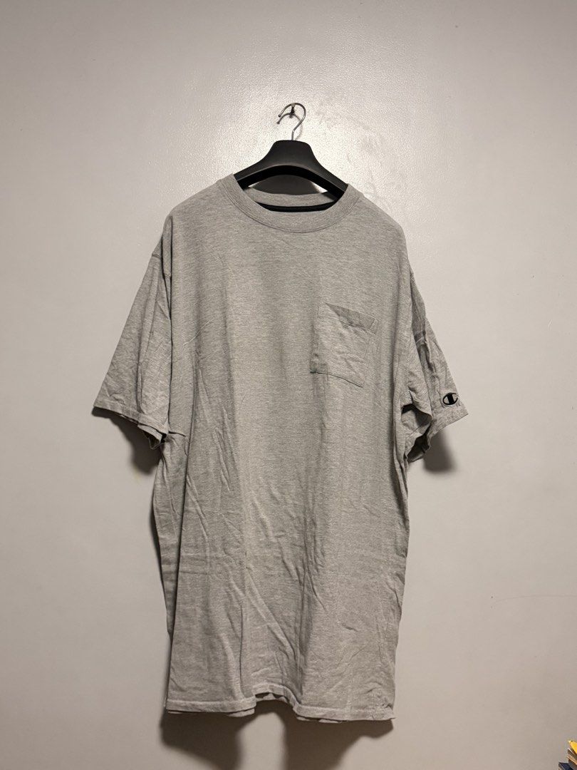 Champion Gray Pocket T-Shirt 3XLT (Category: Tshirts & Polo Shirts ) located in Manila. Submitted by swiftgem.eeb06e (Listing ID 1469670949, Image 1). Description: - Brand: Champion - Color: Gray - Size: 3XLT (Relaxed Fit) - Material: 90% Cotton, 10% Polyester (Heavyweight fabric) - Features: Left chest pocket, iconic embroidered logo patch on the sleeve - Comfort: Tagless collar print - Condition: Brand new / Excellent quality - Perfect everyday