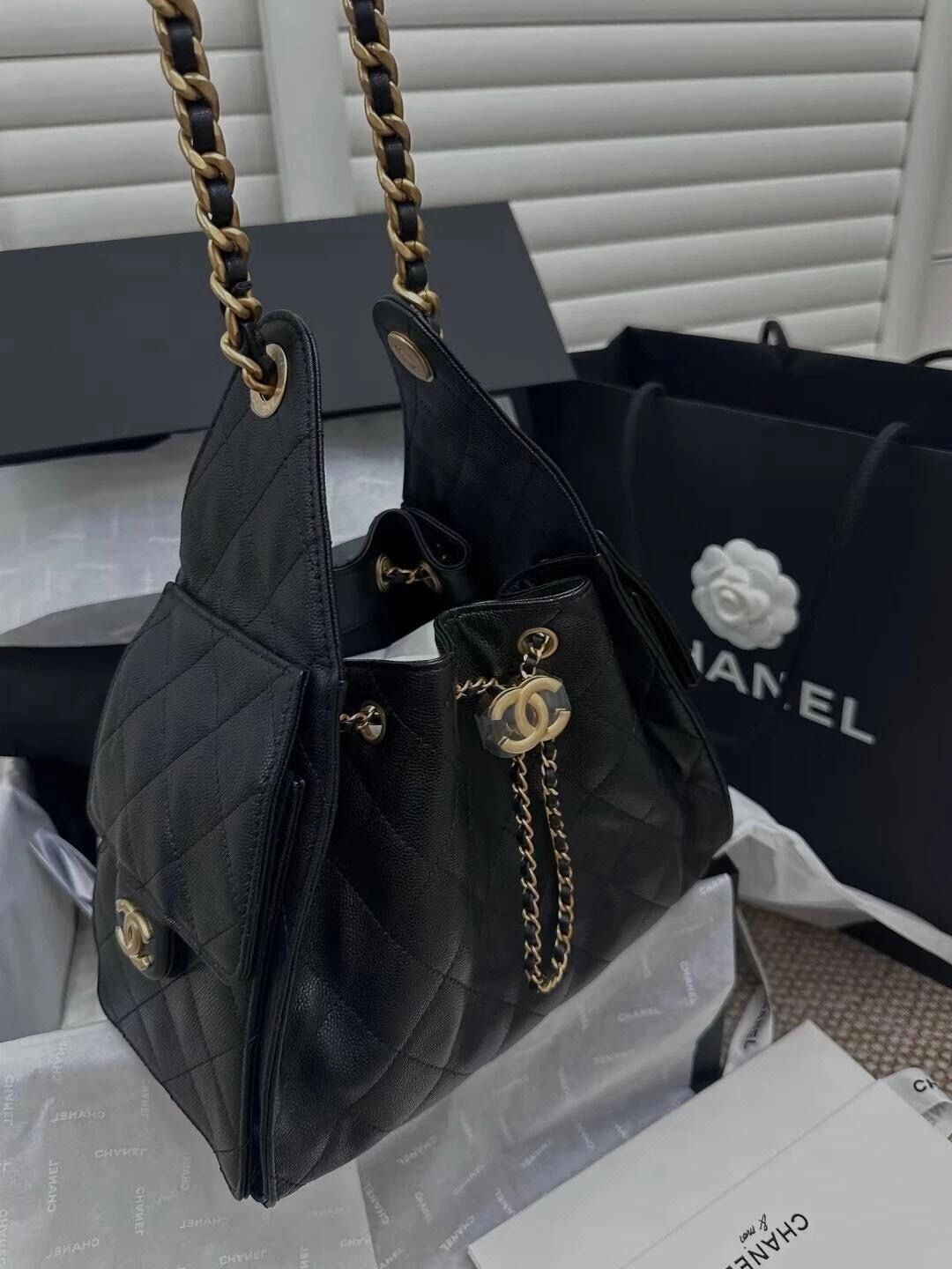 Chanel 25 Bag Small Black Shiny Calfskin Gold Hardware, Luxury, Bags ...