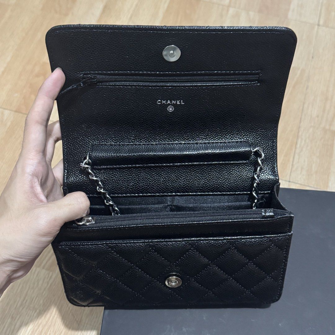 Chanel Wallet on Chain Silver Hardware (Category: Luxury Bags & Wallets) located in Manila. Submitted by reinjsph (Listing ID 1469681554, Image 2). Description: - Chanel Wallet on Chain (WOC) - Material: Premium black caviar leather with silver hardware - Design: Classic quilted pattern with iconic interlocking CC logo - Interior: Multiple card slots and secure zip compartments - Strap: Versatile chain strap included - Inclusions: Comes with orig