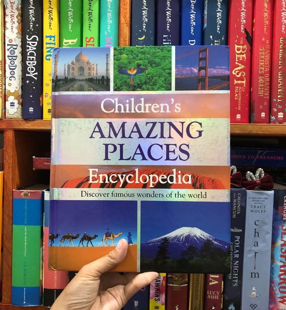 Children's Amazing Places Encyclopedia (Category: Children's Books) located in Caloocan City. Submitted by readers_pick (Listing ID 1469604241, Image 1). Description: - Hardcover Children's Amazing Places Encyclopedia - Explores famous world wonders: Taj Mahal, rainforests, Golden Gate Bridge, Mount Fuji, desert camels, and more - Great educational read for kids interested in geography and landmarks - Features a bright, colorful cover and clean p